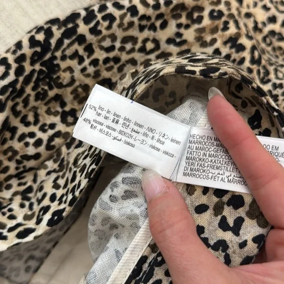 ZARA Leopard Shorts Small BERMUDA ESTAMPADO ANIMAL CON LINO - Picture 9 of 12